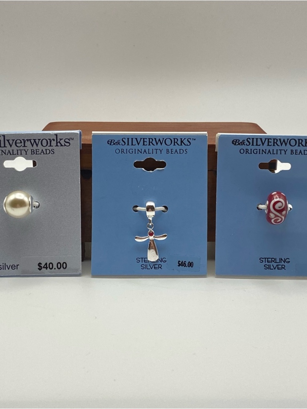 Belk Silverworks Set of 3 Sterling Originality Beads for Chain or Bracelet NEW